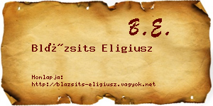Blázsits Eligiusz névjegykártya